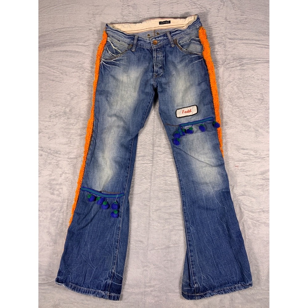 Guess Premium Jeans Men 33 Blue 100% Cotton Customized‎ Todd Patch M63T91S7 Used